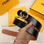 AAA Fendi Gentlemen's Belt - F Logo Engraved Leather Gold Buckle